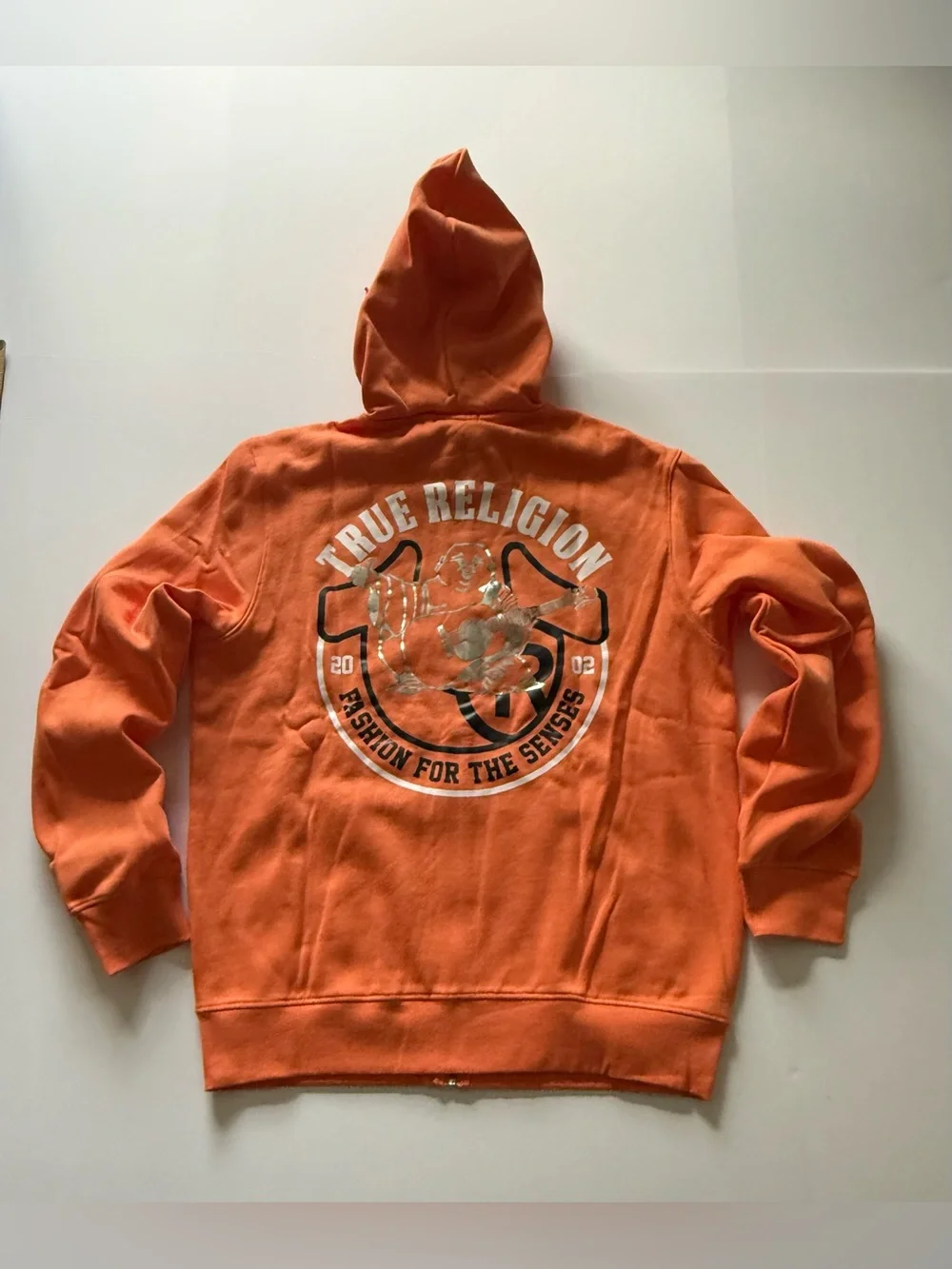 TRUE RELIGION Dome Zip Hoodie  Papaya Orange Mens Size Large RETAIL $119 NWT